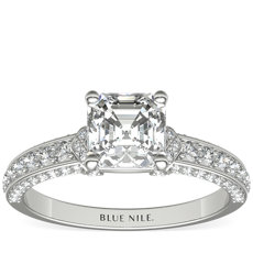鉑金 Blue Nile Studio 華貴密釘鑽石訂婚戒指（3/8 克拉總重量）